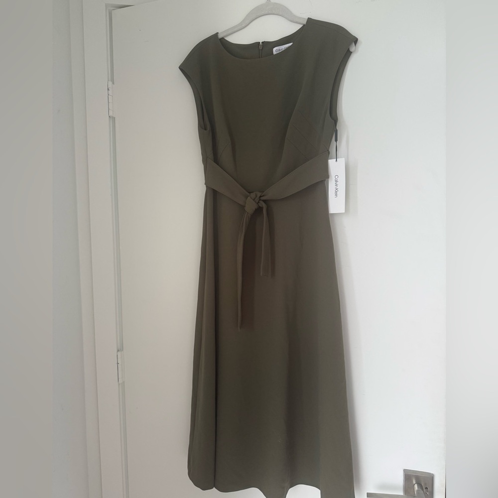 Calvin Klein Olive Green Midi Dress